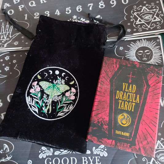 XL VELVET TAROT CARD BAG 'LUNAR GARDEN'