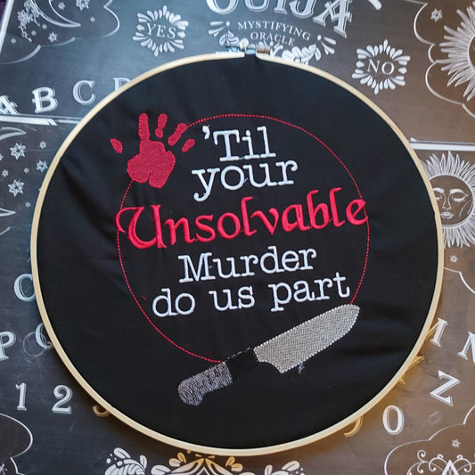 UNSOLVABLE MURDER FRAMED EMBROIDERY